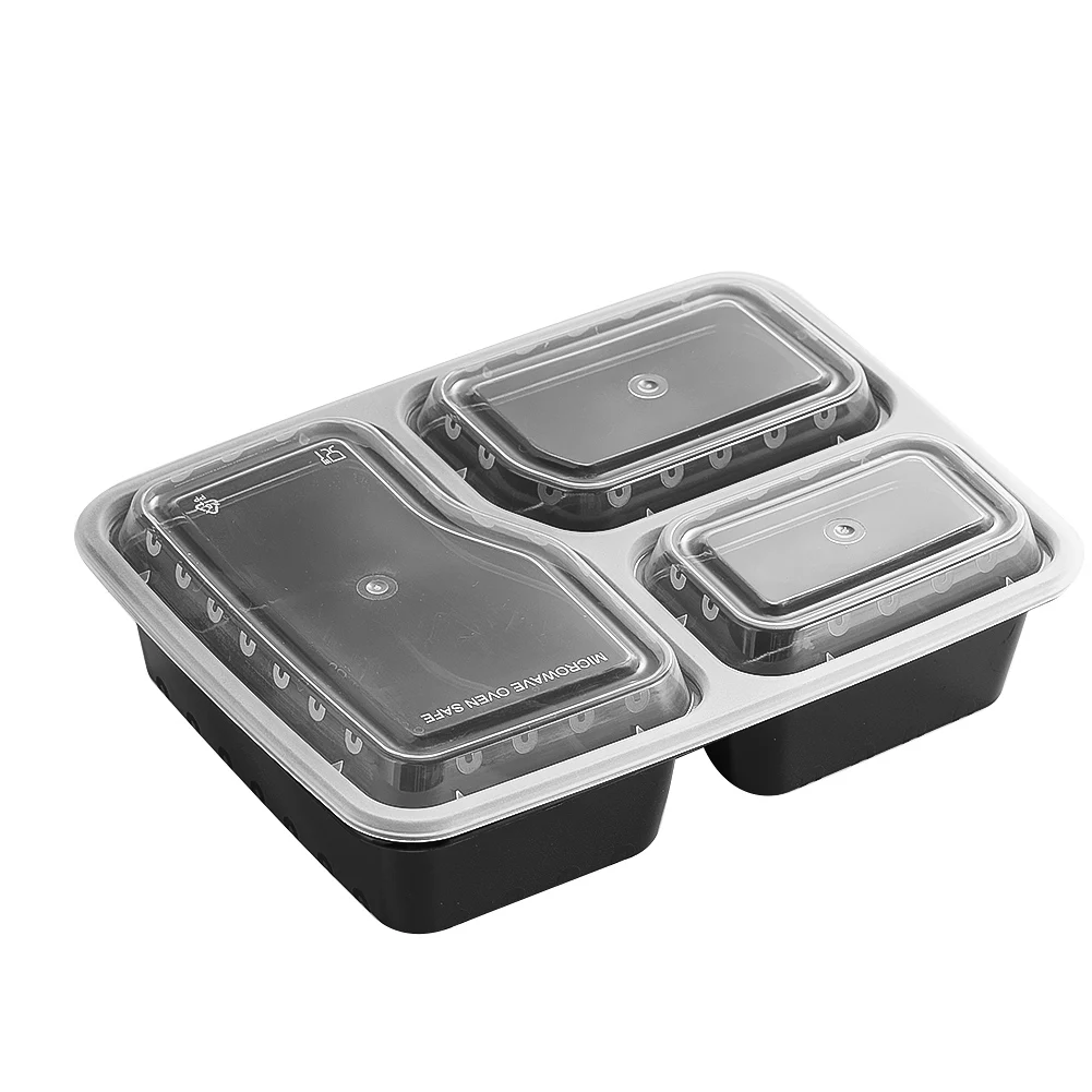 Meal Prep Tupperware - 7 แพ็ค 3 ช่องภาชนะเตรียมอาหารหนาพิเศษเก็บอาหารกล่องเบนโตะพร้อมฝาปิดพลาสติก STACKABLE ไมโครเวฟเครื่องล้างจานปลอดภัย