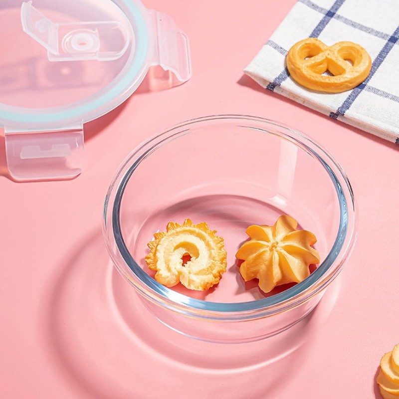 Meal Prep Glass - กล่องอาหารกลางวันแก้วมินิมอลสำหรับครัวเรือน ปลอดภัยสำหรับไมโครเวฟ ภาชนะเก็บอาหารสำหรับพนักงานออฟฟิศ เตรียมอาหาร เก็บผลไม้สด
