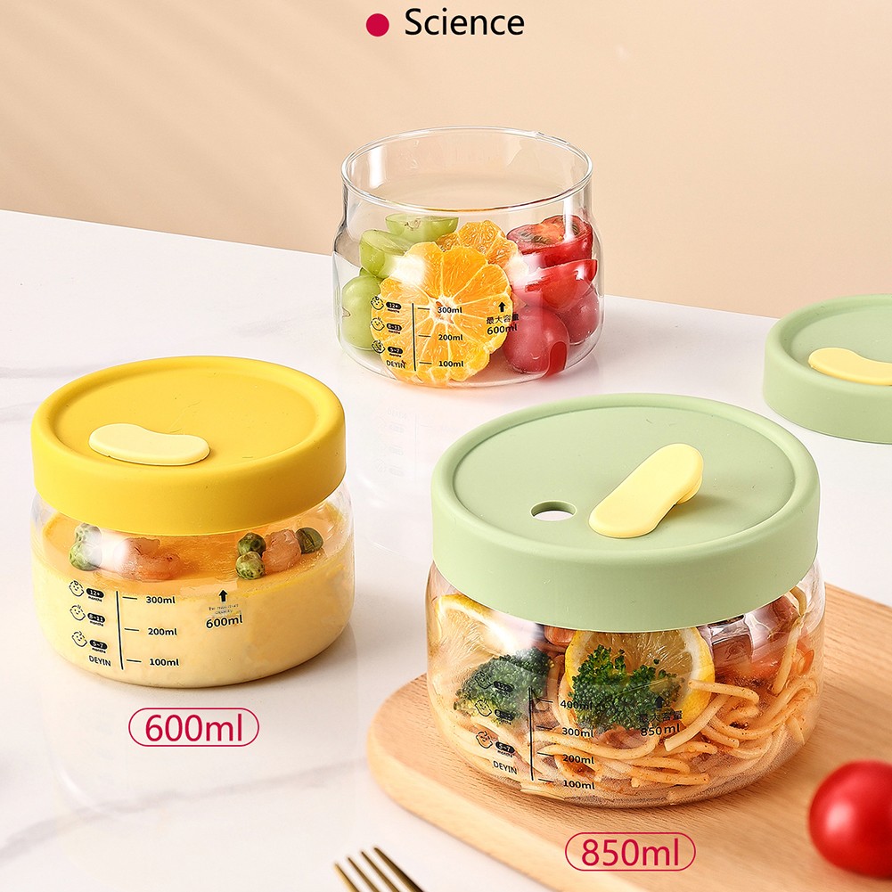 Meal Prep Plan - 600-850ml ภาชนะเก็บอาหารแก้ว Airtight Leakproof เด็กชามอาหารขนาดไมโครเวฟตู้แช่แข็งปลอดภัย Meal