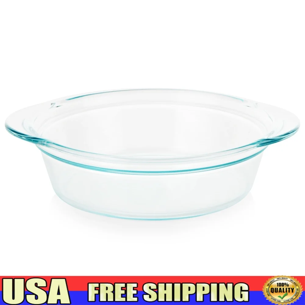 Meal Prep Glass Containers Oven Safe - จานอบกระจกกลมลึก 9.5 นิ้วเตาอบปลอดภัยกระจกนิรภัย Multiuse Bakeware พร้อมที่จับกว้างตู้แช่แข็งไมโครเวฟเครื่องล้างจาน