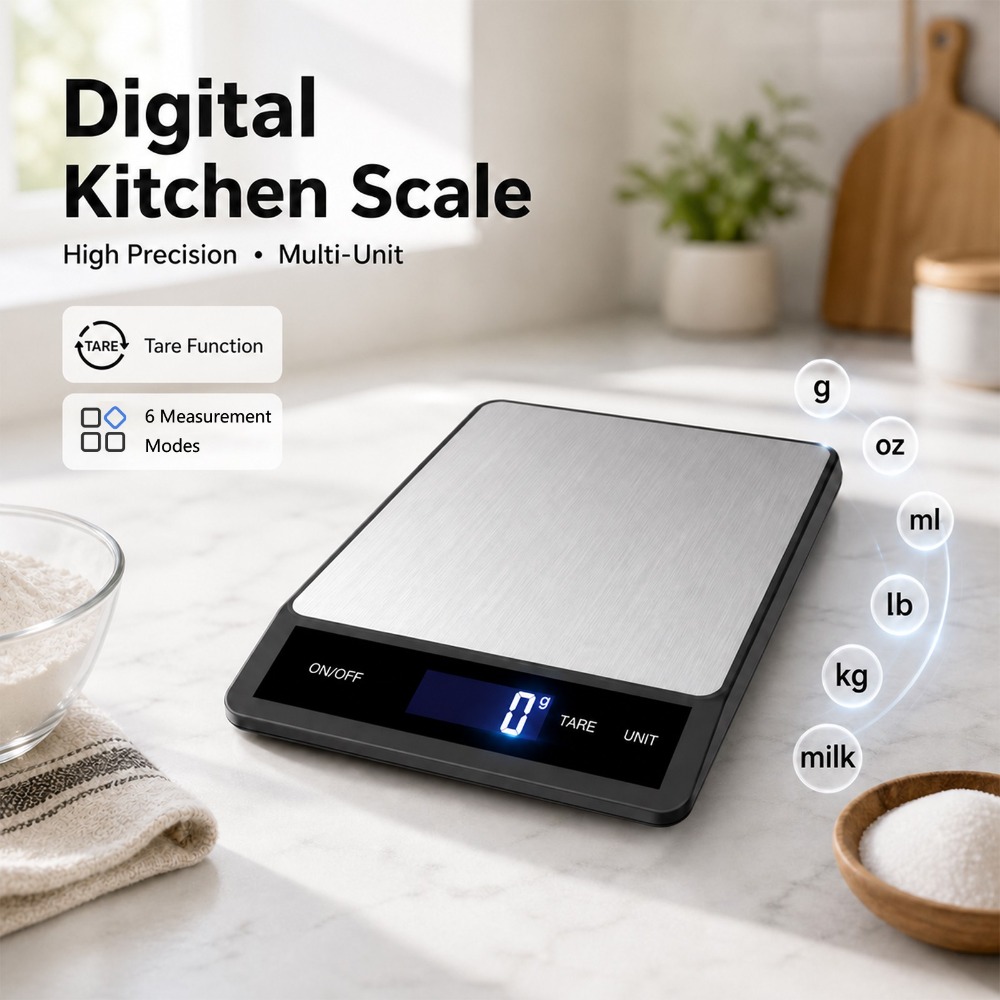 Meal Prep Kitchen - เครื่องชั่งอาหารดิจิตอลกันน้ำ 10 กก. ความละเอียด 1 กรัม