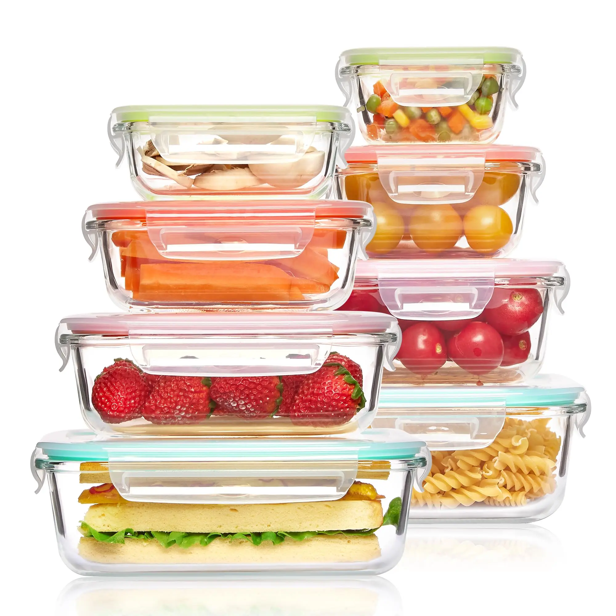 Meal Prep Glass - กล่องข้าวแก้วภาชนะเก็บอาหาร, อุปกรณ์เตรียมอาหาร, กล่องเบนโตะสุญญากาศ, สําหรับไมโครเวฟ, เตาอบ, ตู้แช่แข็งและเครื่องล้างจาน,