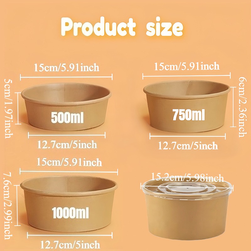 10/20PCS กระดาษคราฟท์ชามทรงกลม - Meal Prep Plan บทวิจารณ์และราคา