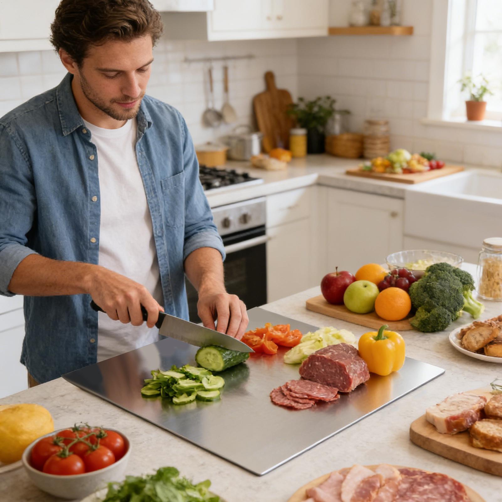 เขียงสแตนเลสแบบไม่ติดกระทะสองด - Meal Prep Kitchen บทวิจารณ์และราคา