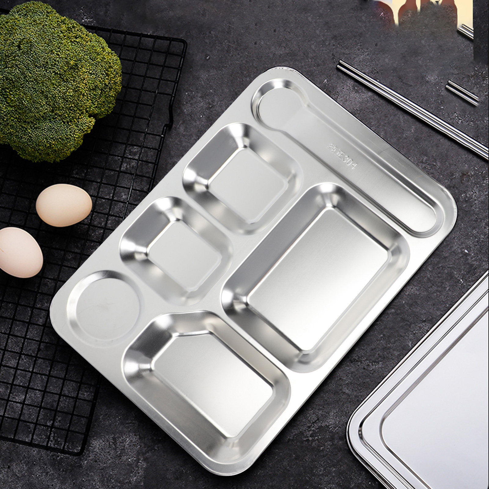 ถาดอาหารสแตนเลส 6 ช่อง 1 ชิ้น  - Meal Prep Kitchen บทวิจารณ์และราคา