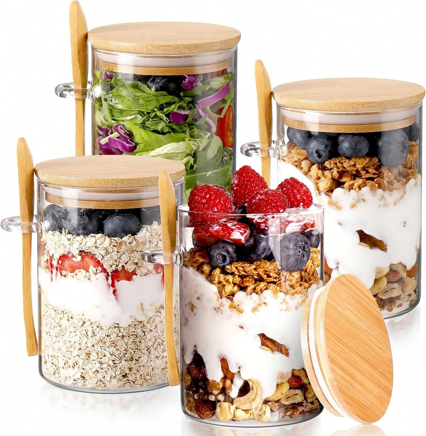 ชุด 4 ชิ้น โหลแก้วสำหรับเก็บอา - Meal Prep Yogurt Cups บทวิจารณ์และราคา