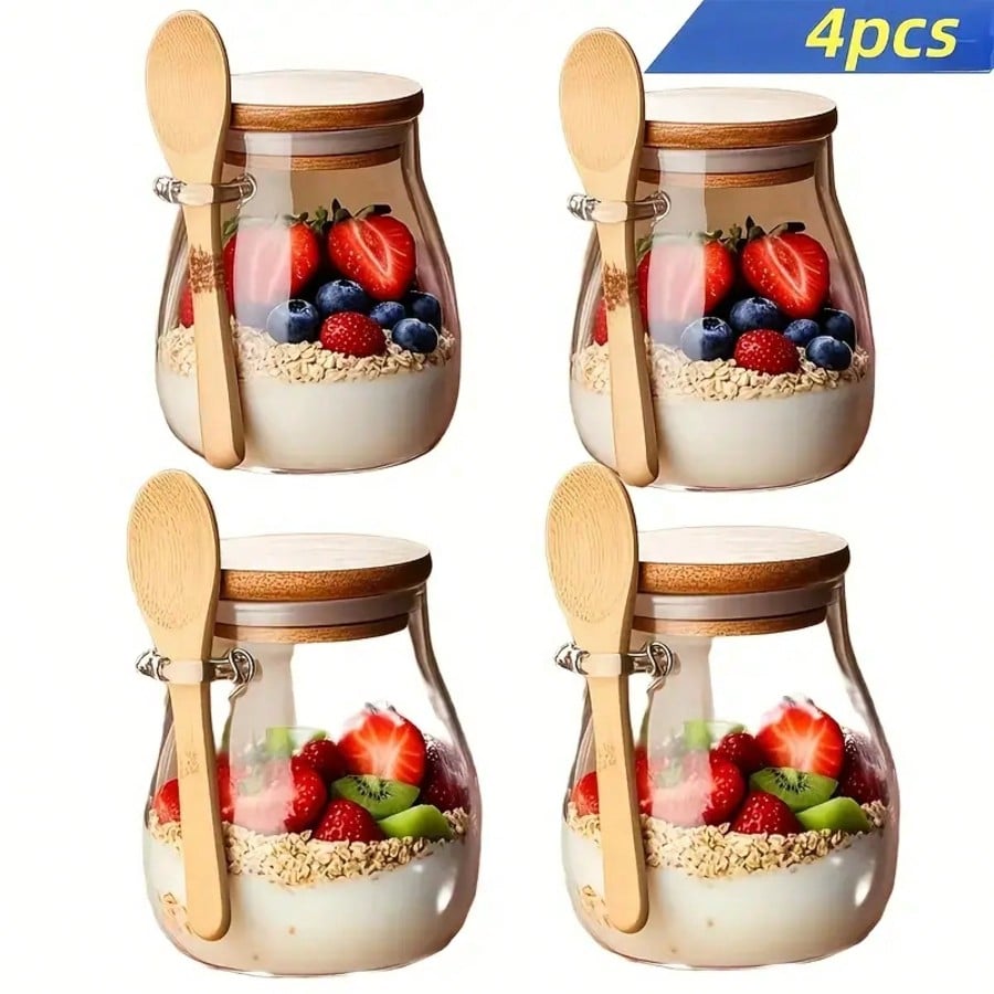 ชุด 4 ชิ้น ภาชนะใส่โอเวอร์ไนท์ - Meal Prep Yogurt Cups บทวิจารณ์และราคา