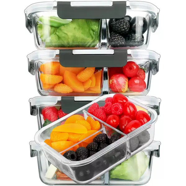 ชุดกล่องแก้วบอโรซิลิเกตทรงสี่เ - Meal Prep Glass Containers Oven Safe บทวิจารณ์และราคา