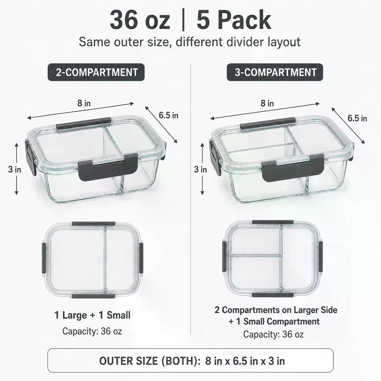 ชุดกล่องแก้วบอโรซิลิเกตทรงสี่เ - Meal Prep Glass Containers Oven Safe บทวิจารณ์และราคา