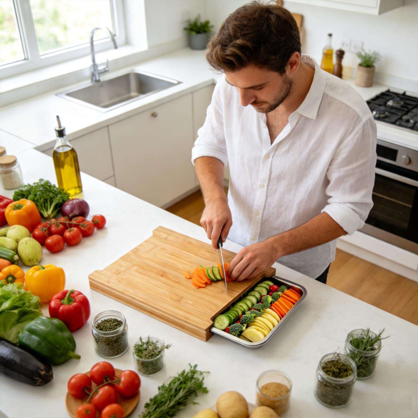 แผ่นไม้สำหรับหั่นอาหารในครัว แ - Meal Prep Veggie บทวิจารณ์และราคา