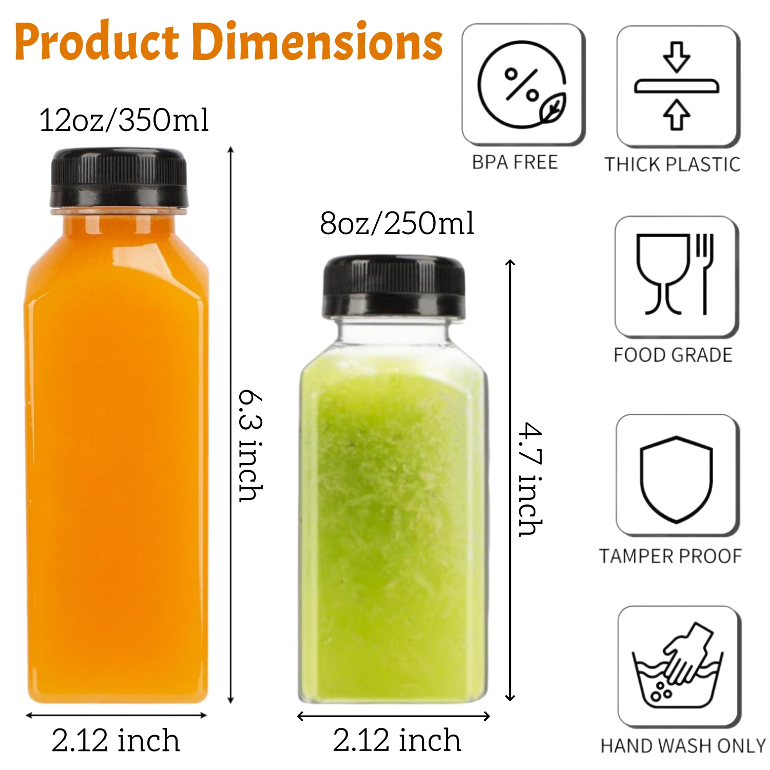 20-80pcs ขวดน้ําพลาสติก 8/12oz - Meal Prep Juice Bottles บทวิจารณ์และราคา