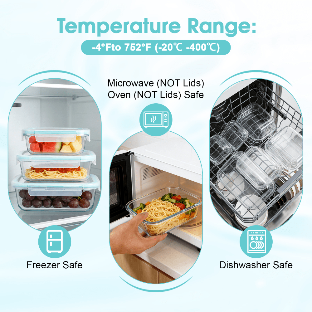 ชุดกล่องเก็บอาหารแก้ว 24 ชิ้น  - Meal Prep Glass Containers Oven Safe บทวิจารณ์และราคา