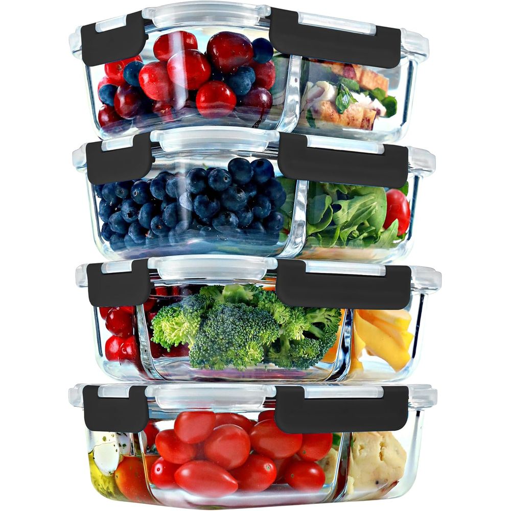 ภาชนะเตรียมอาหาร 2 และ 3 ส่วน  - Meal Prep Glass Containers Oven Safe บทวิจารณ์และราคา